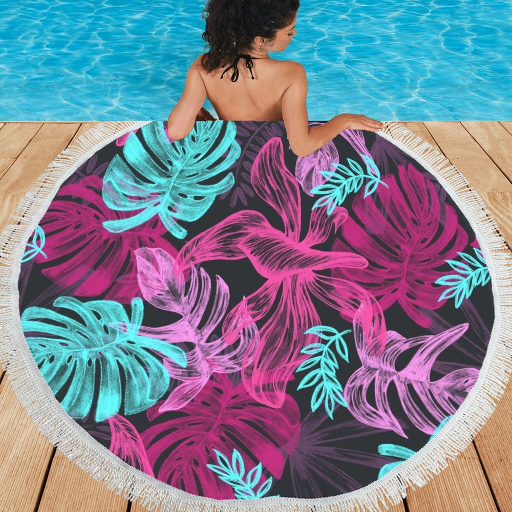 Tropical Reds Circular Beach Shawl 59"x 59" - The Cool Collective AU