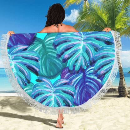 Tropical Blues Circular Beach Shawl 59"x 59" - The Cool Collective AU