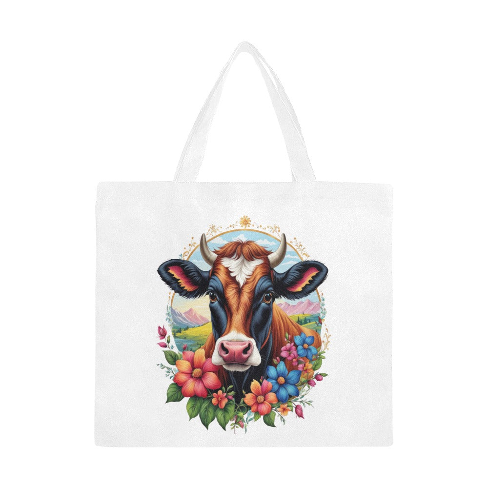 Highlander Floral Cow Everyday Tote Vinyl Bag ~ Large hot Tote Bag