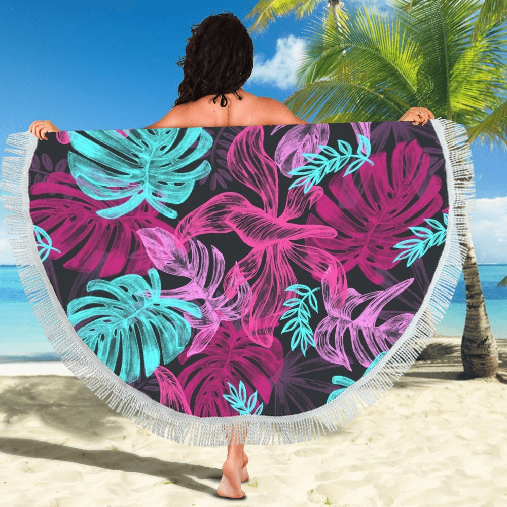 Tropical Reds Circular Beach Shawl 59"x 59" - The Cool Collective AU