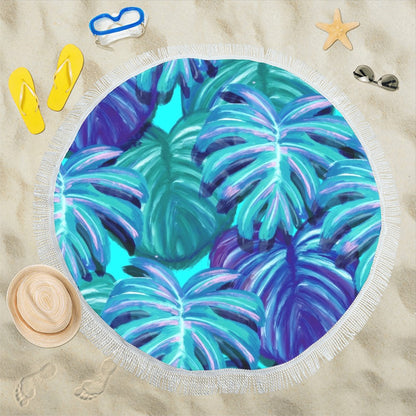 Tropical Blues Circular Beach Shawl 59"x 59" - The Cool Collective AU