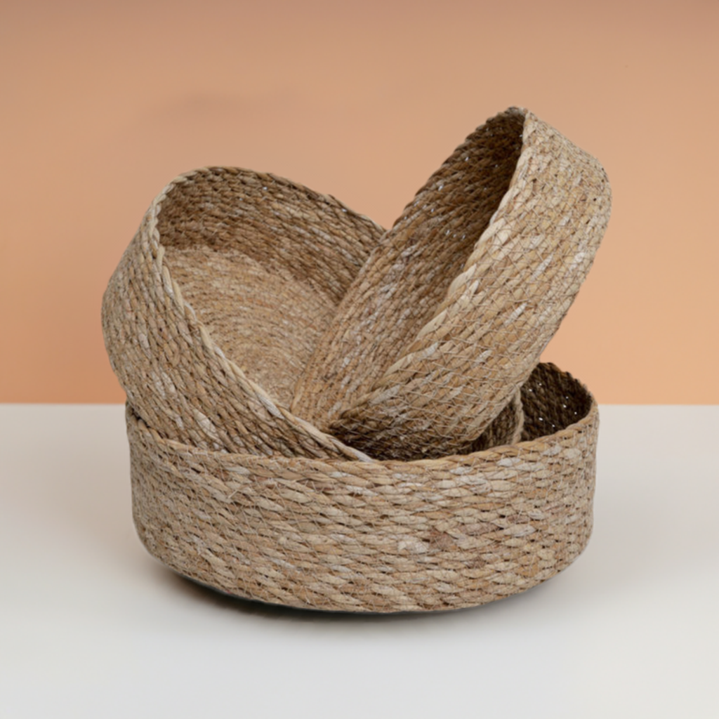 Natural Elegance: 3-Piece Seagrass Basket Set for Stylish Storage - The Cool Collective AU