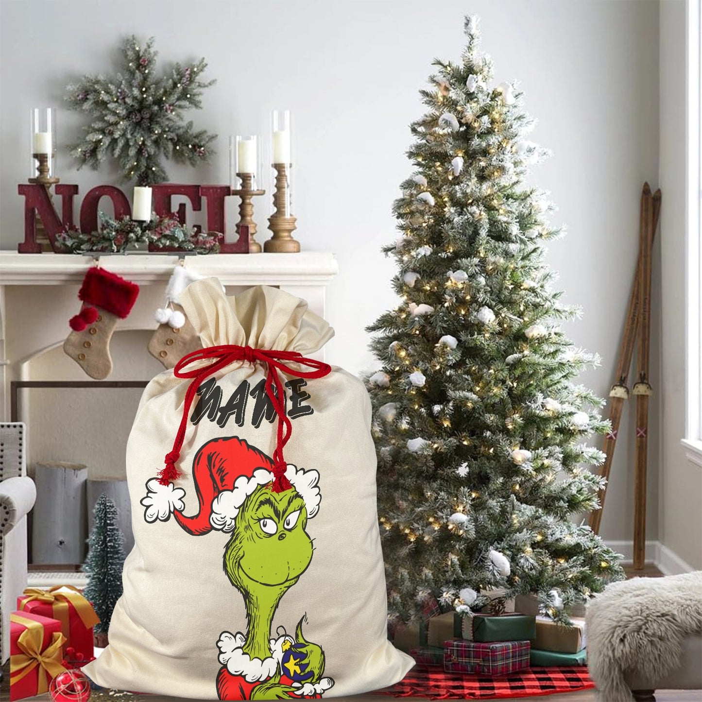 Personalised Grinch Drawstring Bag 21"x32" - The Cool Collective AU