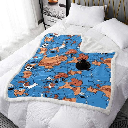 Cookie Monster Double Layer Short Plush Blanket 50"X60" - The Cool Collective AU