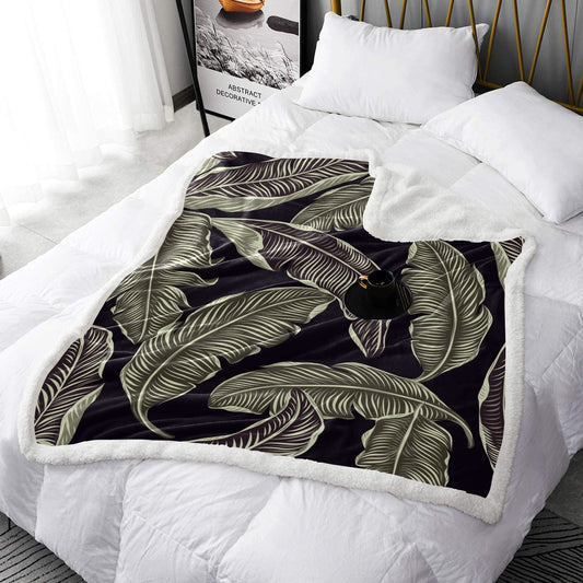 Tropical Leaves Double Layer Short Plush Blanket 50"X60" - The Cool Collective AU