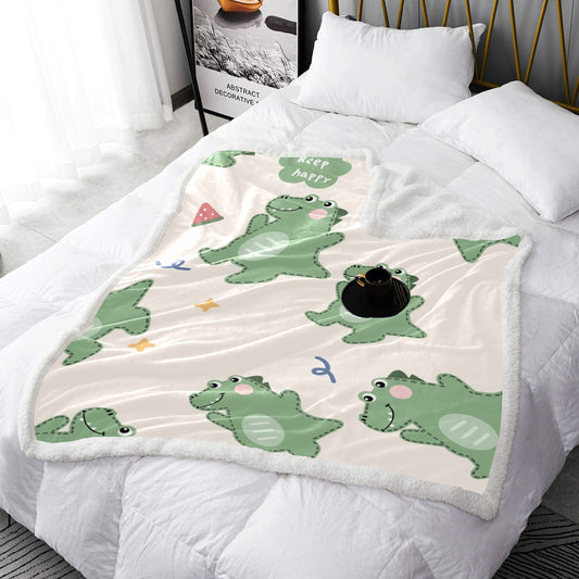 Cute Dinosaurs Double Layer Short Plush Blanket 50"X60" - The Cool Collective AU